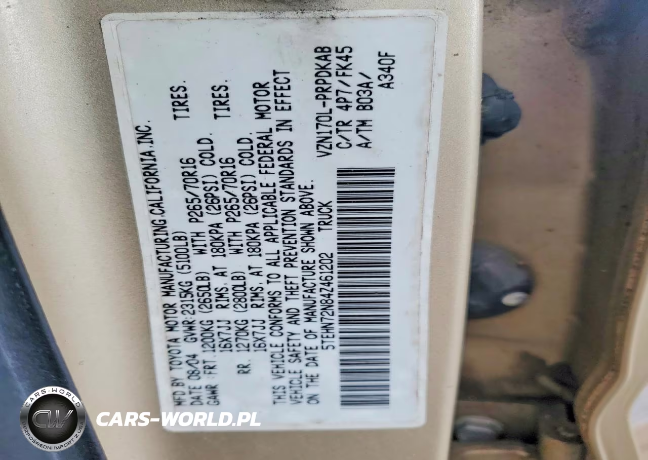 2004 Toyota Tacoma V6 VIN:5TEHN72N84Z461202 - 12