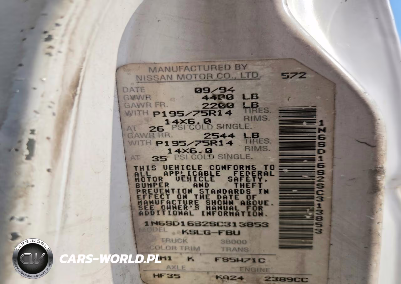 1995 Nissan Truck Xe VIN:1N6SD16S2SC313853 - 12