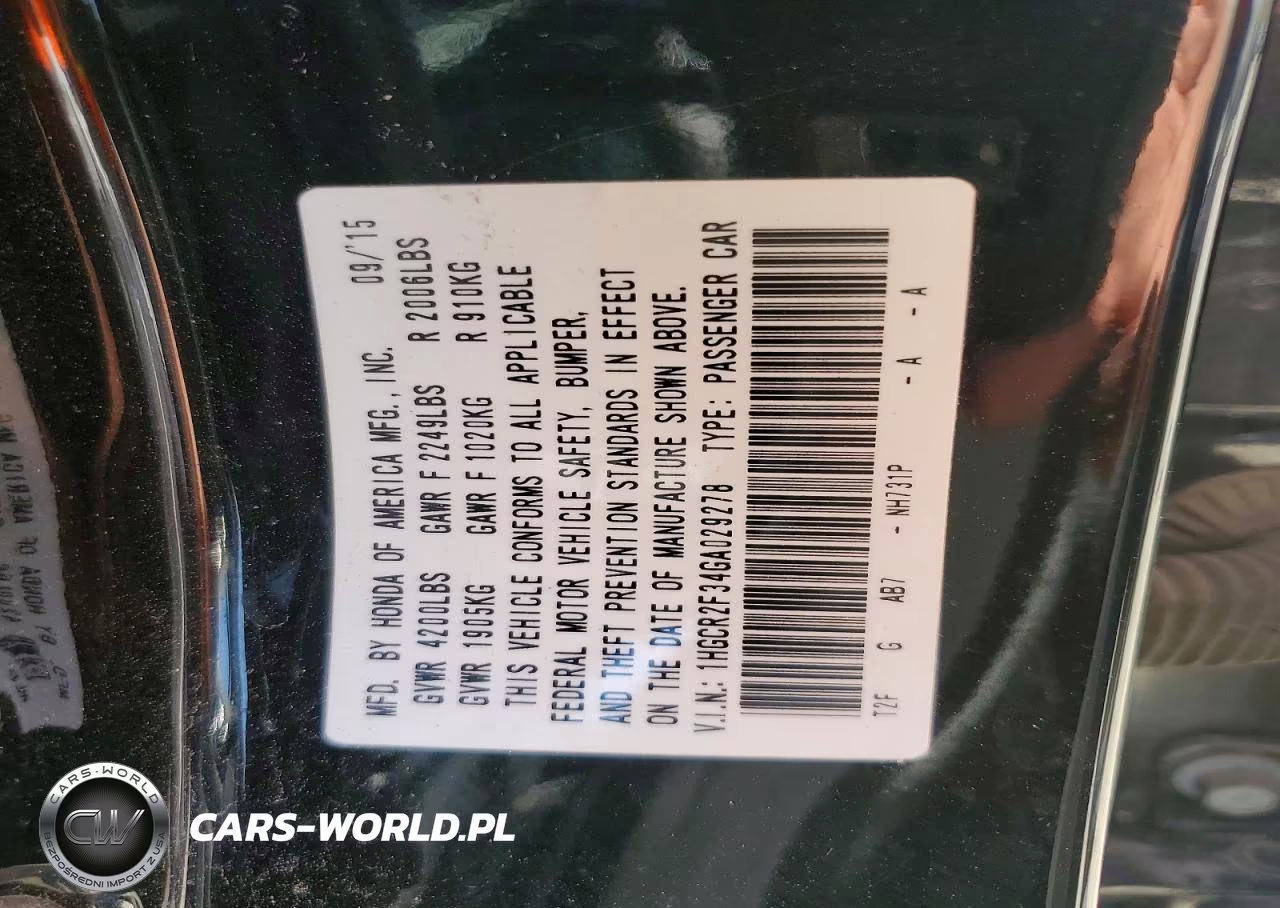 2016 Honda Accord Lx VIN:1HGCR2F34GA029278 - 12