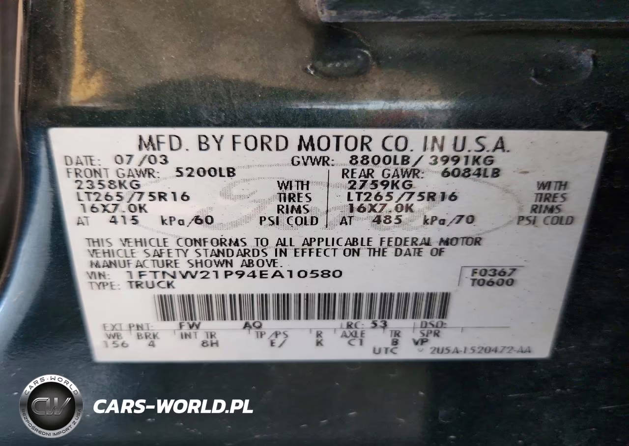 2004 Ford F-250 Lariat-Xl-Xlt VIN:1FTNW21P94EA10580 - 12