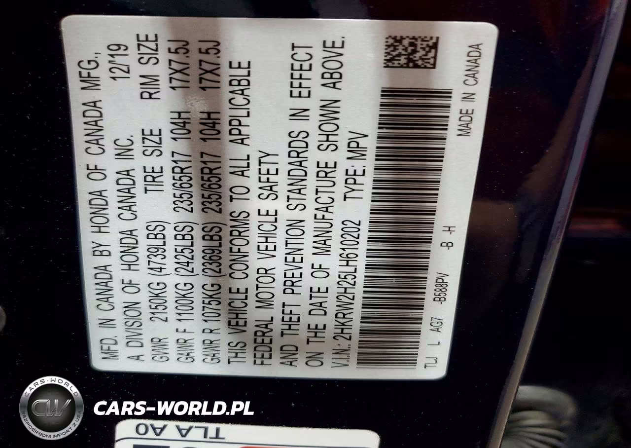 2020 Honda Cr-V Lx VIN:2HKRW2H25LH610202 - 13