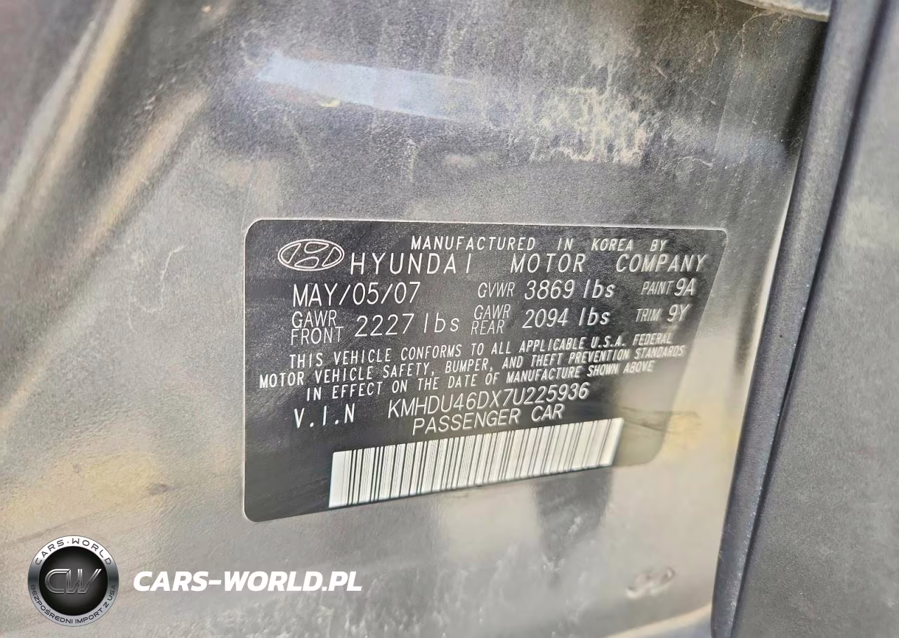 2007 Hyundai Elantra Gls VIN:KMHDU46DX7U225936 - 13