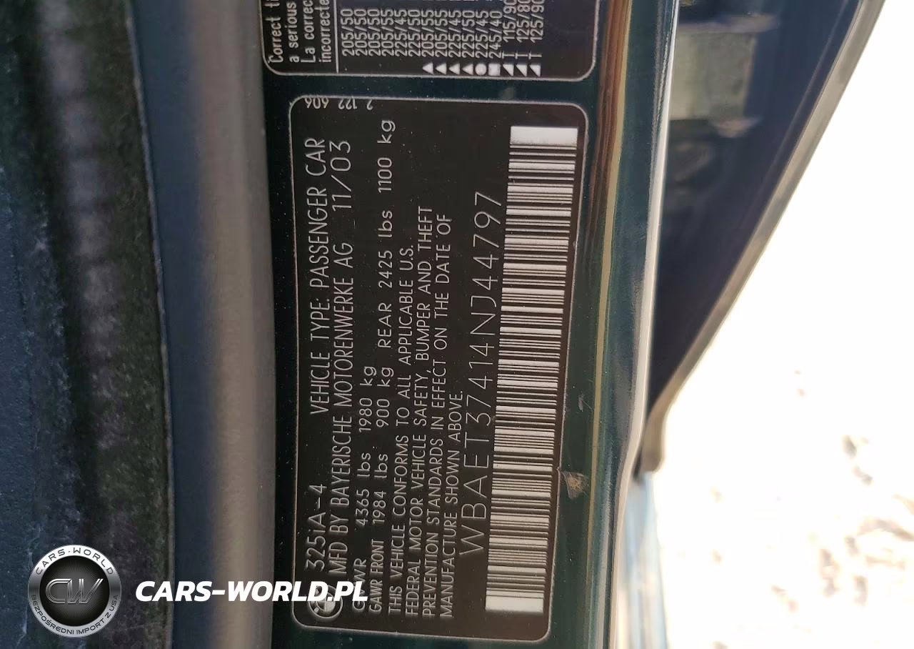 2004 BMW 325 I VIN:WBAET37414NJ44797 - 13