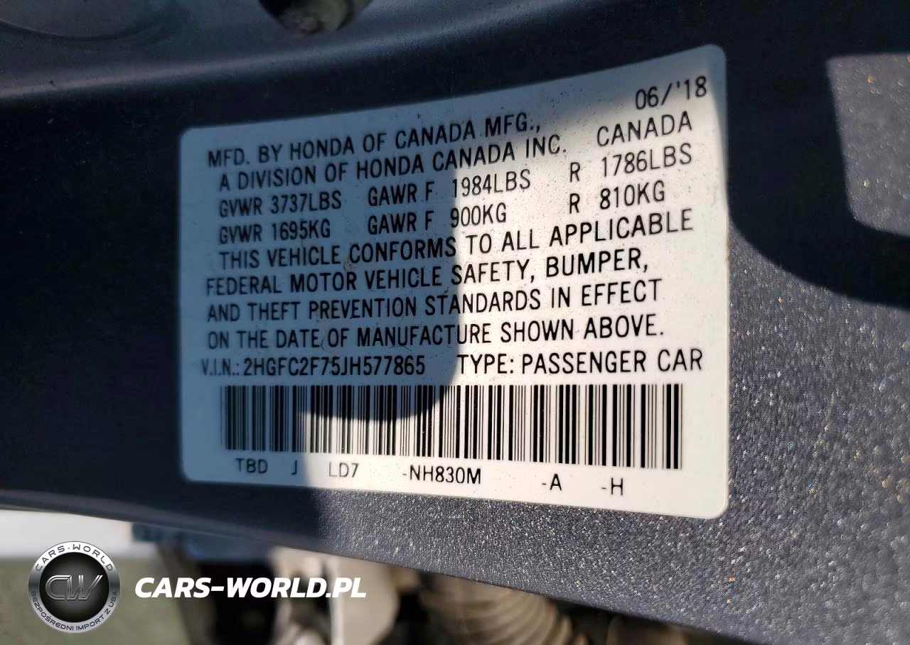 2018 Honda Civic Ex VIN:2HGFC2F75JH577865 - 13