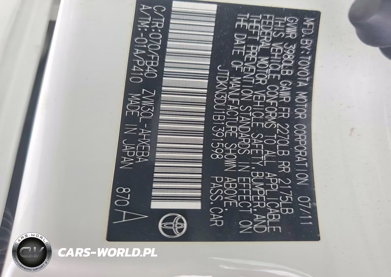 2011 Toyota Prius Two VIN:JTDKN3DU1B1391598 - 12