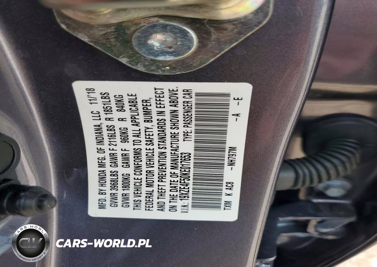2019 Honda Insight Ex VIN:19XZE4F50KE017653 - 12