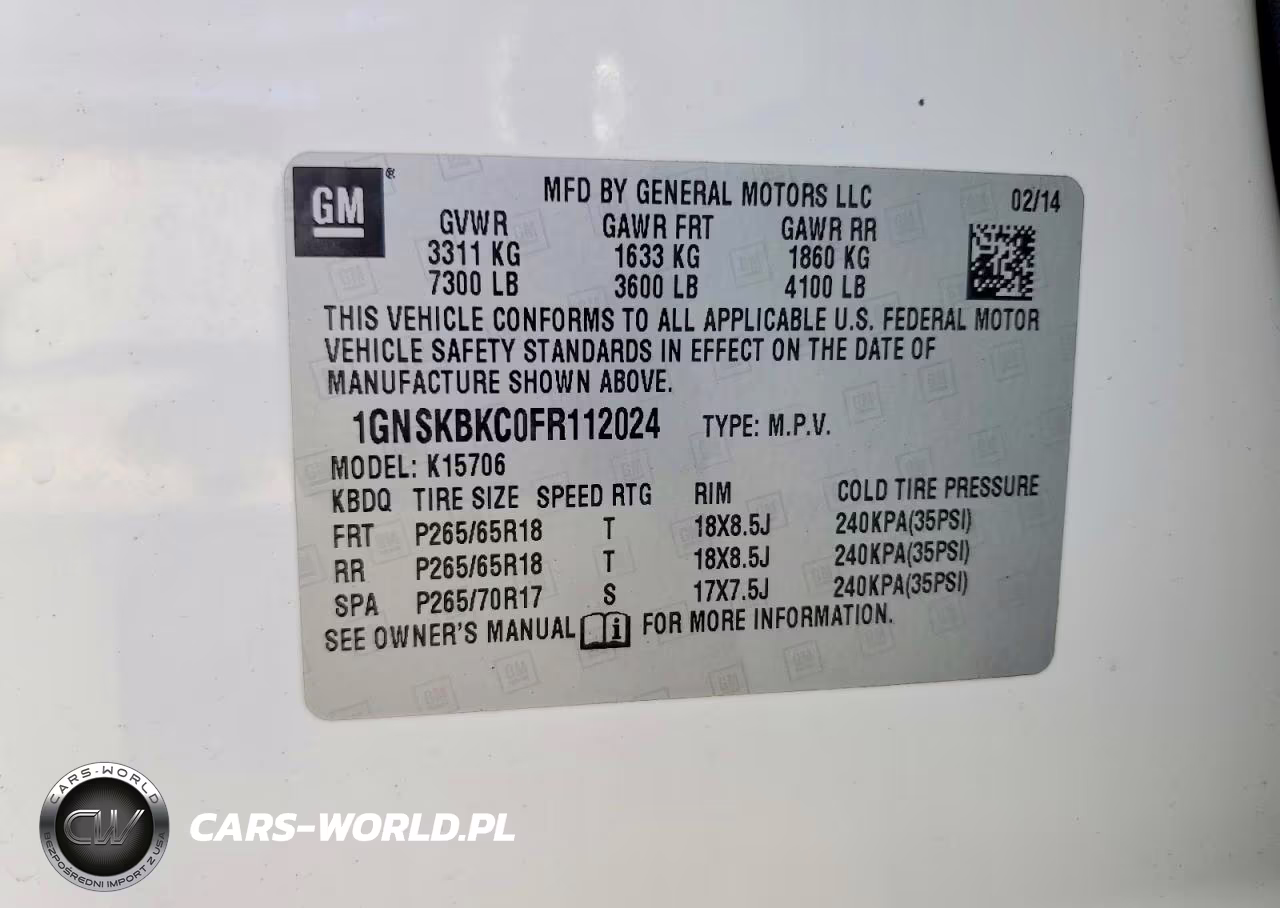2015 Chevrolet Tahoe K1500 Lt VIN:1GNSKBKC0FR112024 - 13