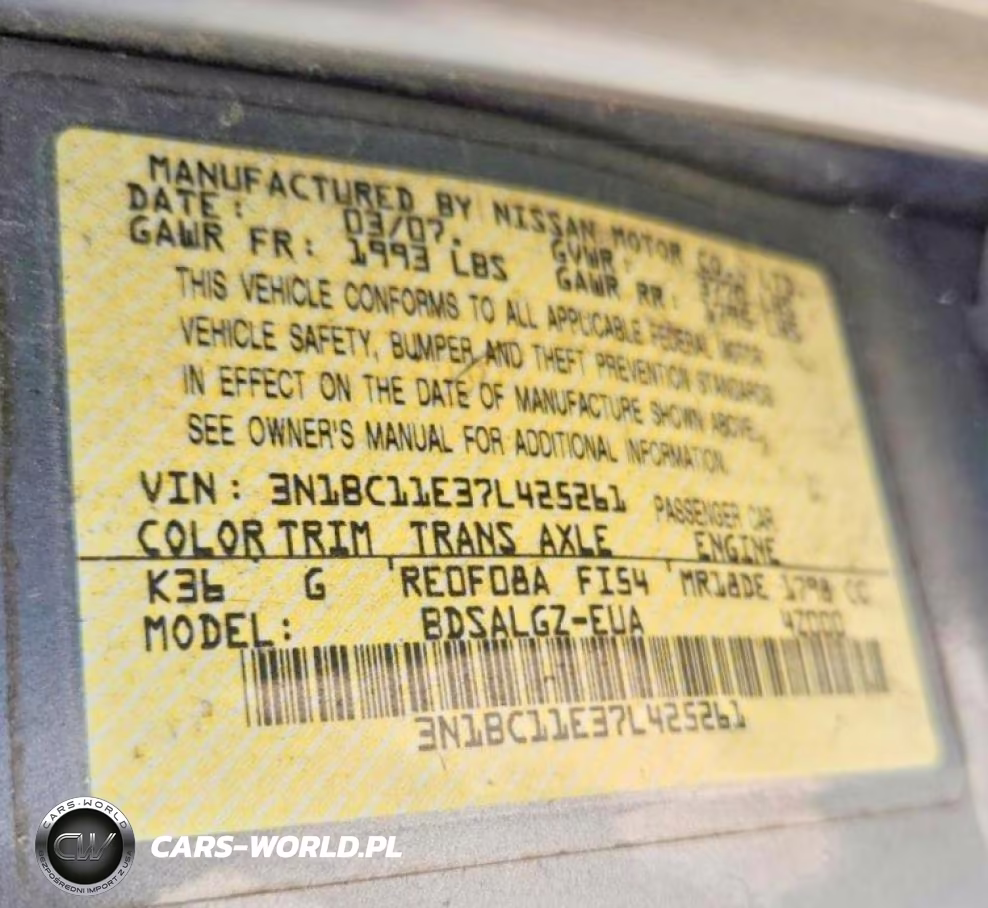 2007 Nissan Versa 1.8 S VIN:3N1BC11E37L425261 - 12