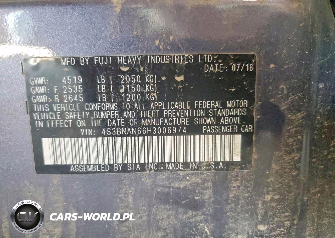 2017 Subaru Legacy 2.5I Limited VIN:4S3BNAN66H3006974 - 12