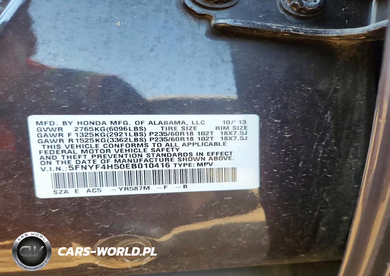 2014 Honda Pilot Exl VIN:5FNYF4H50EB010416 - 14
