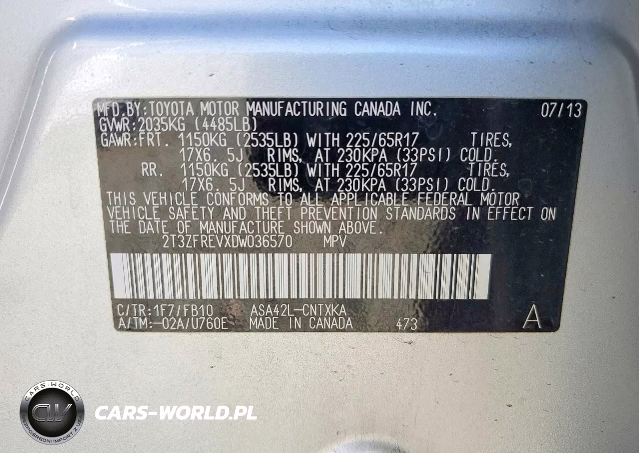 2013 Toyota Rav4 Le VIN:2T3ZFREVXDW036570 - 13