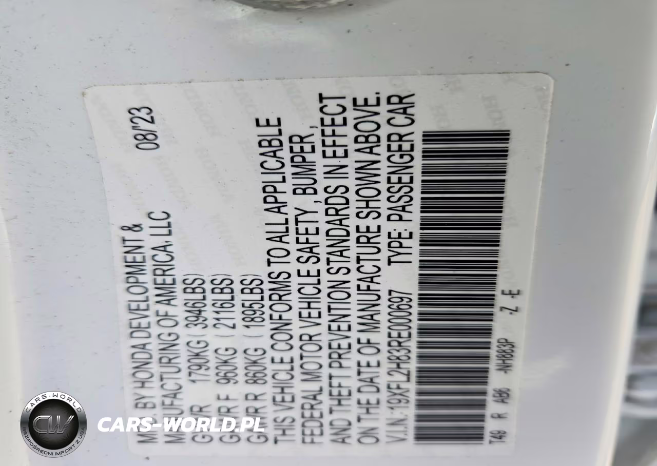 2024 Honda Civic Sport VIN:19XFL2H83RE000697 - 12