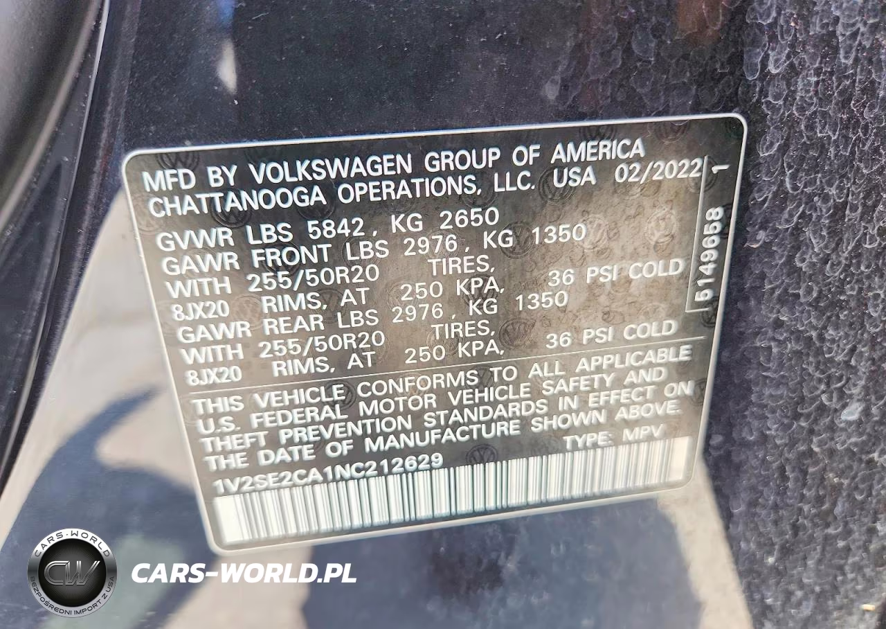 2022 Volkswagen Atlas Cross Sport Sel R-Line VIN:1V2SE2CA1NC212629 - 12