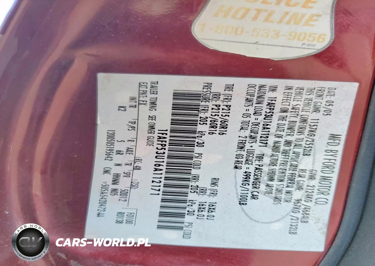 2006 Ford Taurus Se VIN:1FAFP53U16A112171 - 12