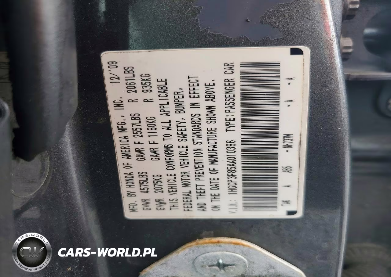 2010 Honda Accord Exl VIN:1HGCP3F85AA010396 - 12
