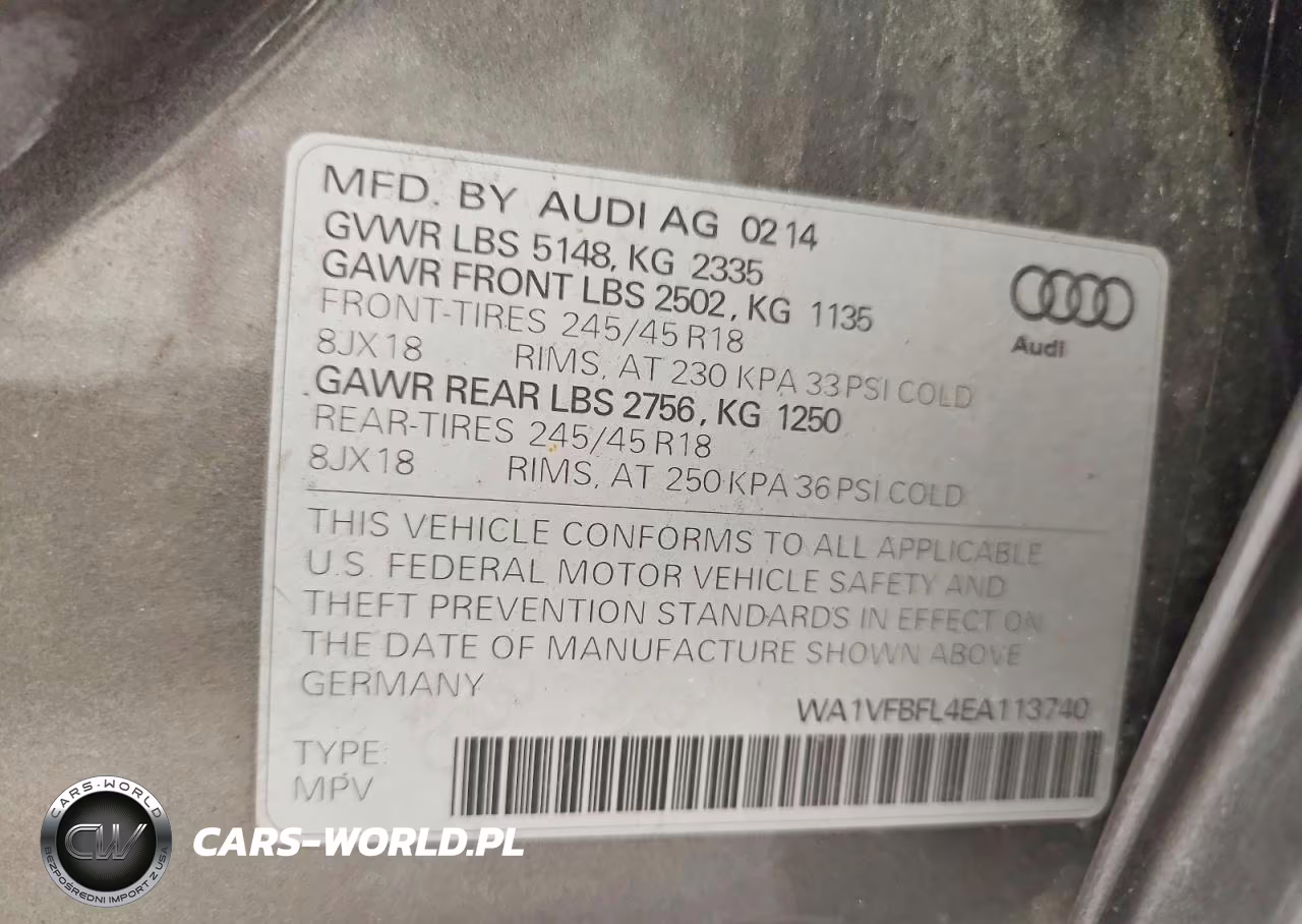 2014 Audi A4 Allroad Prestige VIN:WA1VFBFL4EA113740 - 12