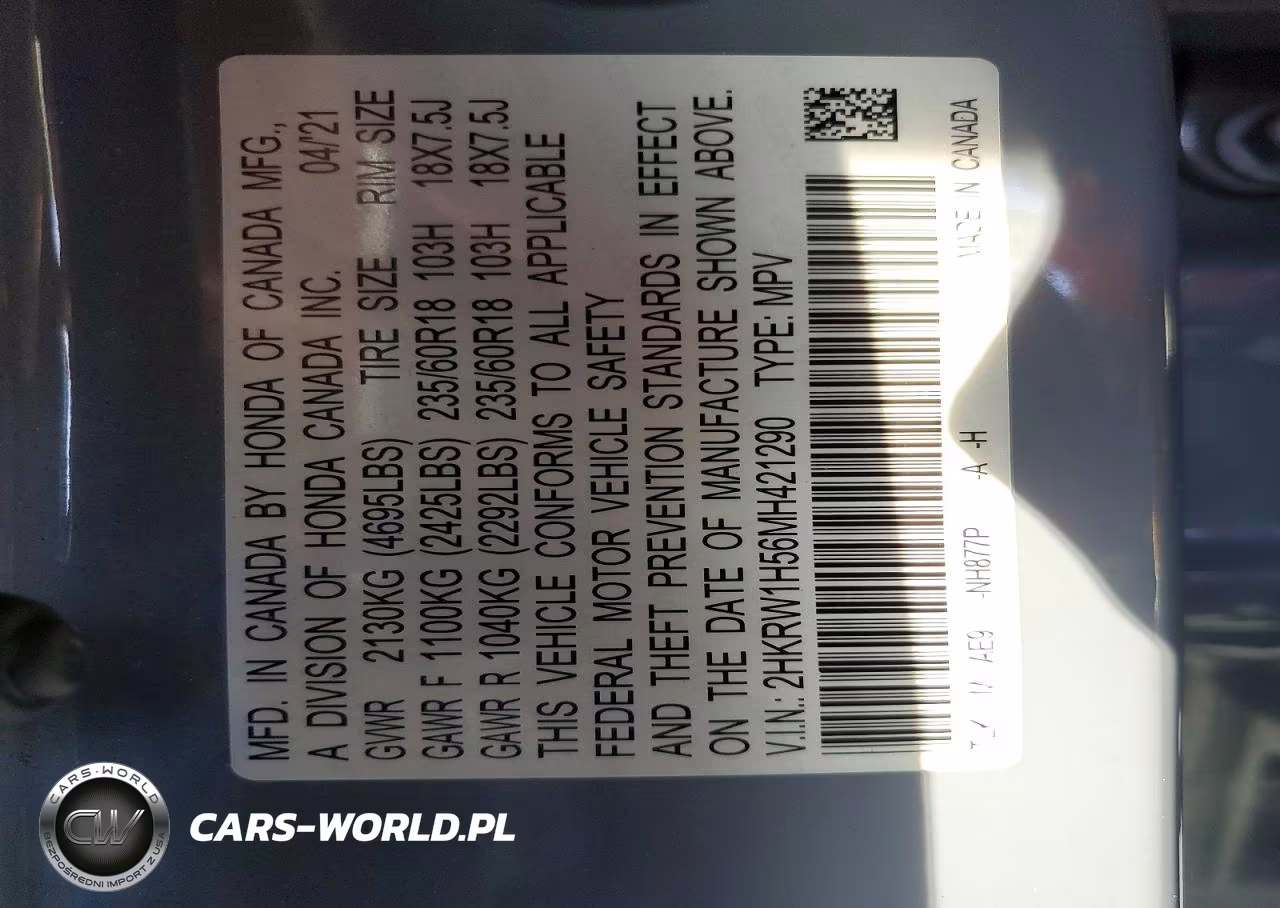 2021 Honda Cr-V Ex VIN:2HKRW1H56MH421290 - 13