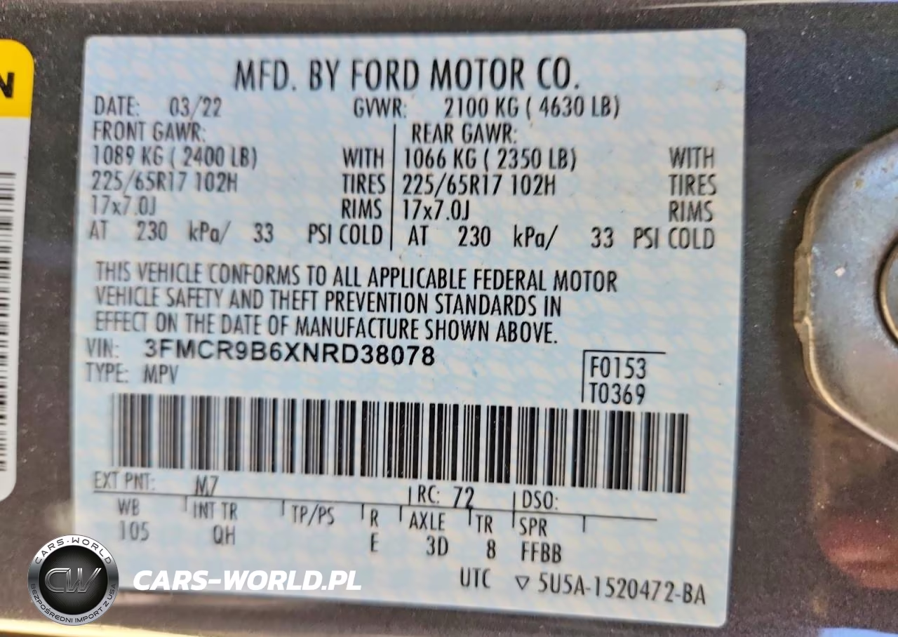 2022 Ford Bronco Sport Big Bend VIN:3FMCR9B6XNRD38078 - 14