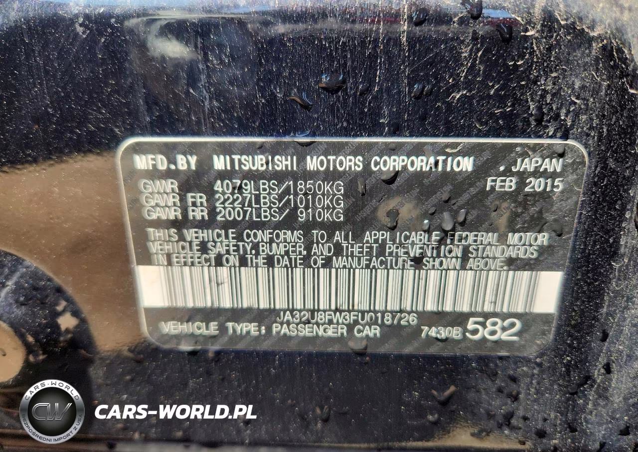 2015 Mitsubishi Lancer Gt VIN:JA32U8FW3FU018726 - 12