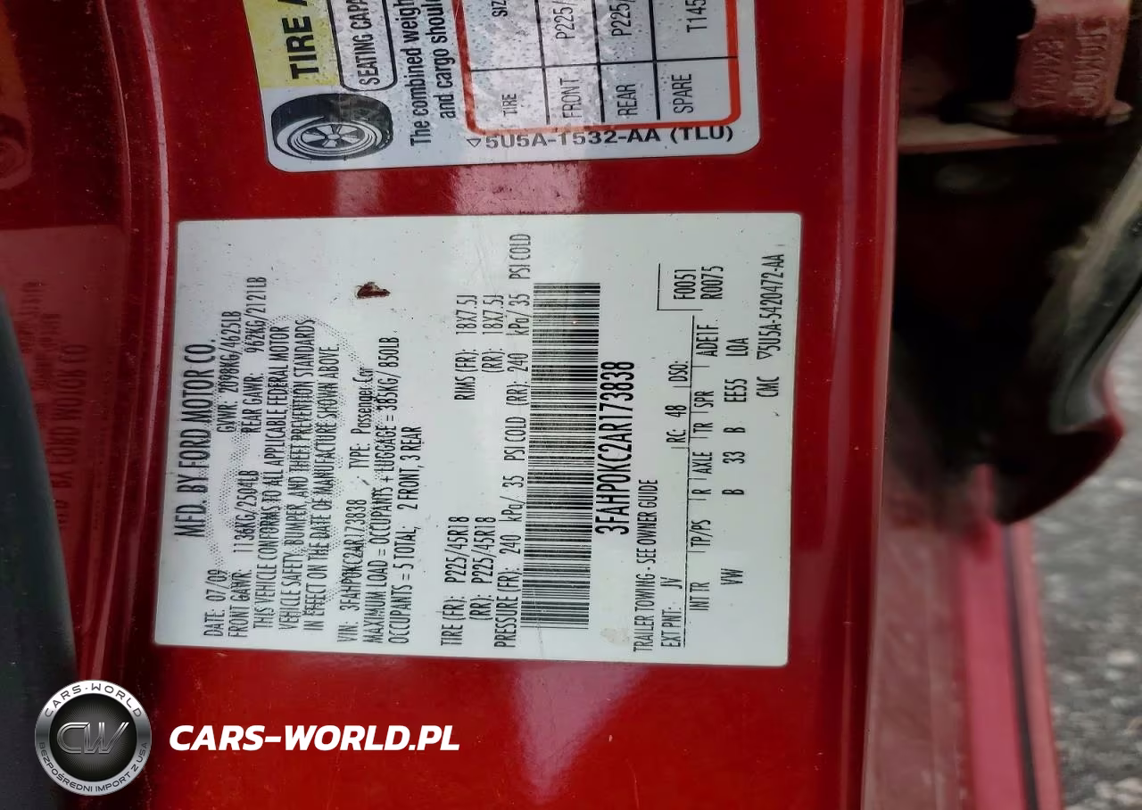 2010 Ford Fusion Sport VIN:3FAHP0KC2AR173838 - 12