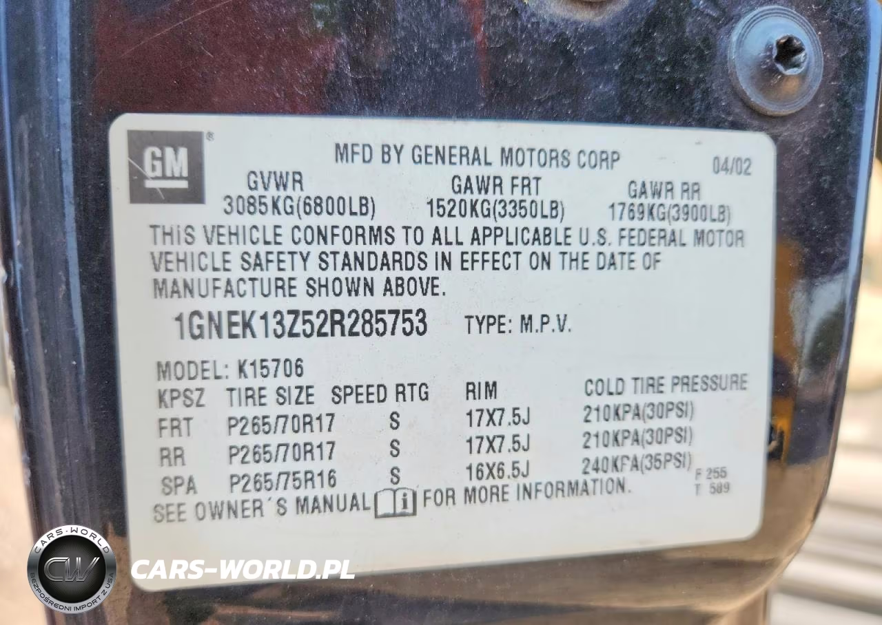2002 Chevrolet Tahoe K1500 VIN:1GNEK13Z52R285753 - 13