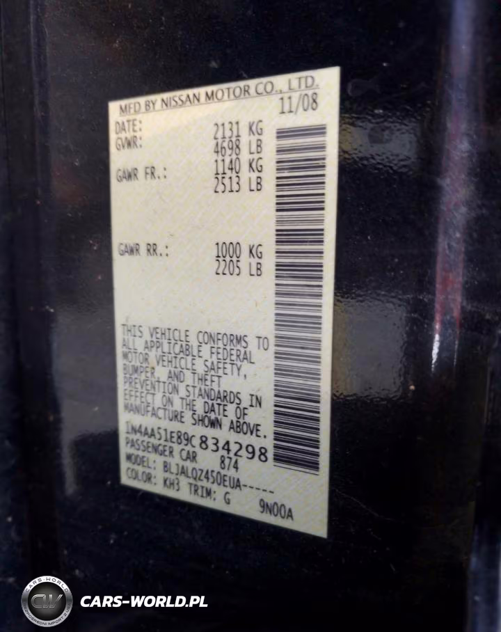 2009 Nissan Maxima 3.5 S VIN:1N4AA51E89C834298 - 12