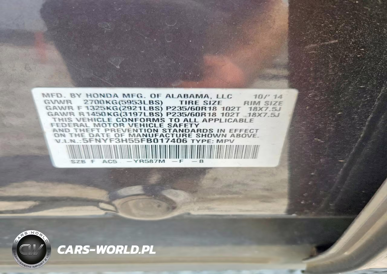 2015 Honda Pilot Exl VIN:5FNYF3H55FB017406 - 13