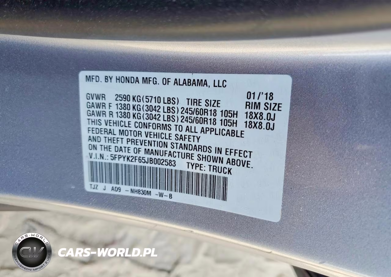 2018 Honda Ridgeline Rtl VIN:5FPYK2F65JB002583 - 12