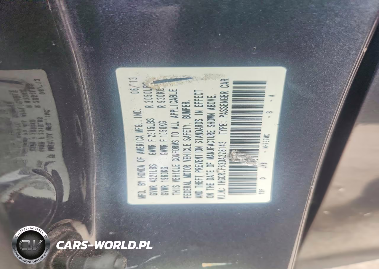 2013 Honda Accord Exl VIN:1HGCR2F82DA228143 - 12