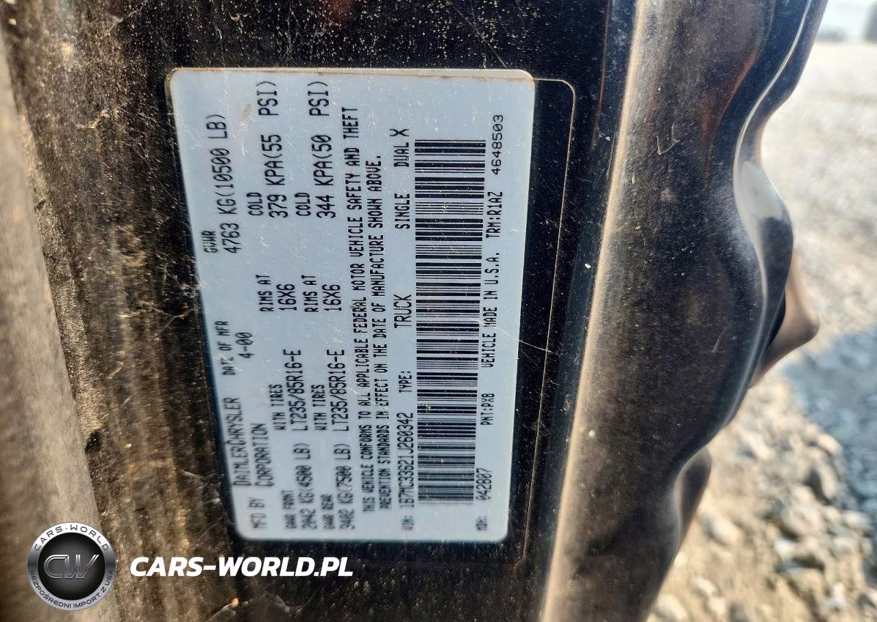 2001 Dodge Ram 3500 VIN:1B7MC33621J260342 - 12