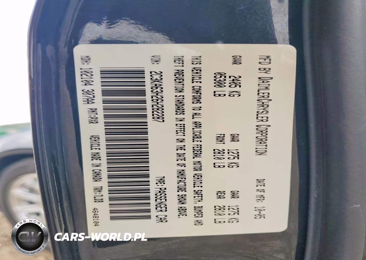 2006 Chrysler 300C VIN:2C3KA63H26H282287 - 12