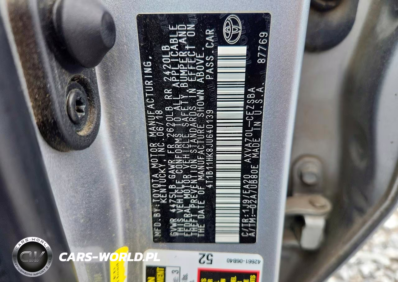 2018 Toyota Camry Se VIN:4T1B11HK8JU640139 - 12