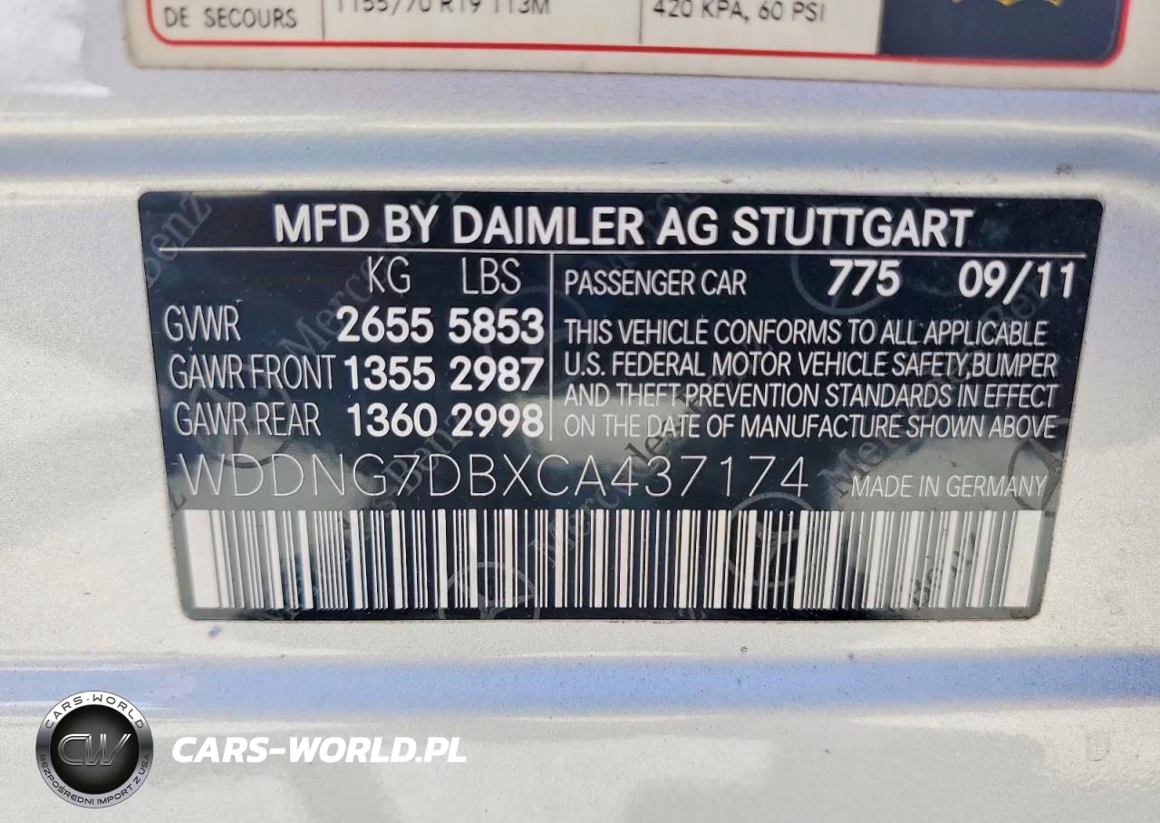 2012 Mercedes-Benz S 550 VIN:WDDNG7DBXCA437174 - 12