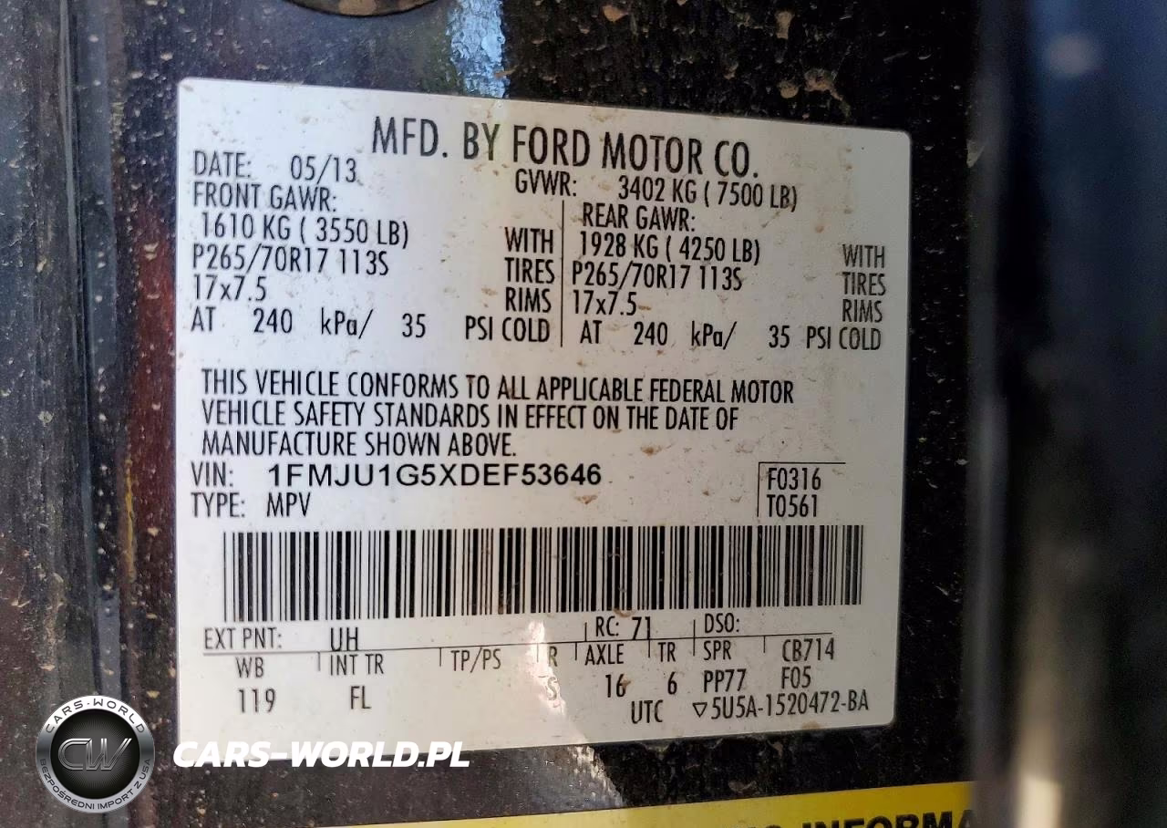 2013 Ford Expedition Xl VIN:1FMJU1G5XDEF53646 - 13