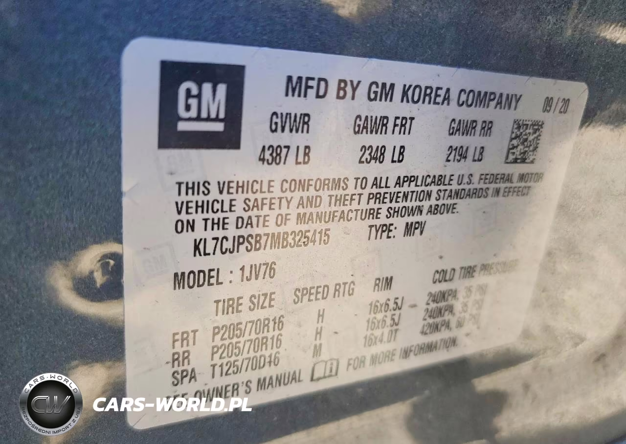 2021 Chevrolet Trax 1Lt VIN:KL7CJPSB7MB325415 - 13