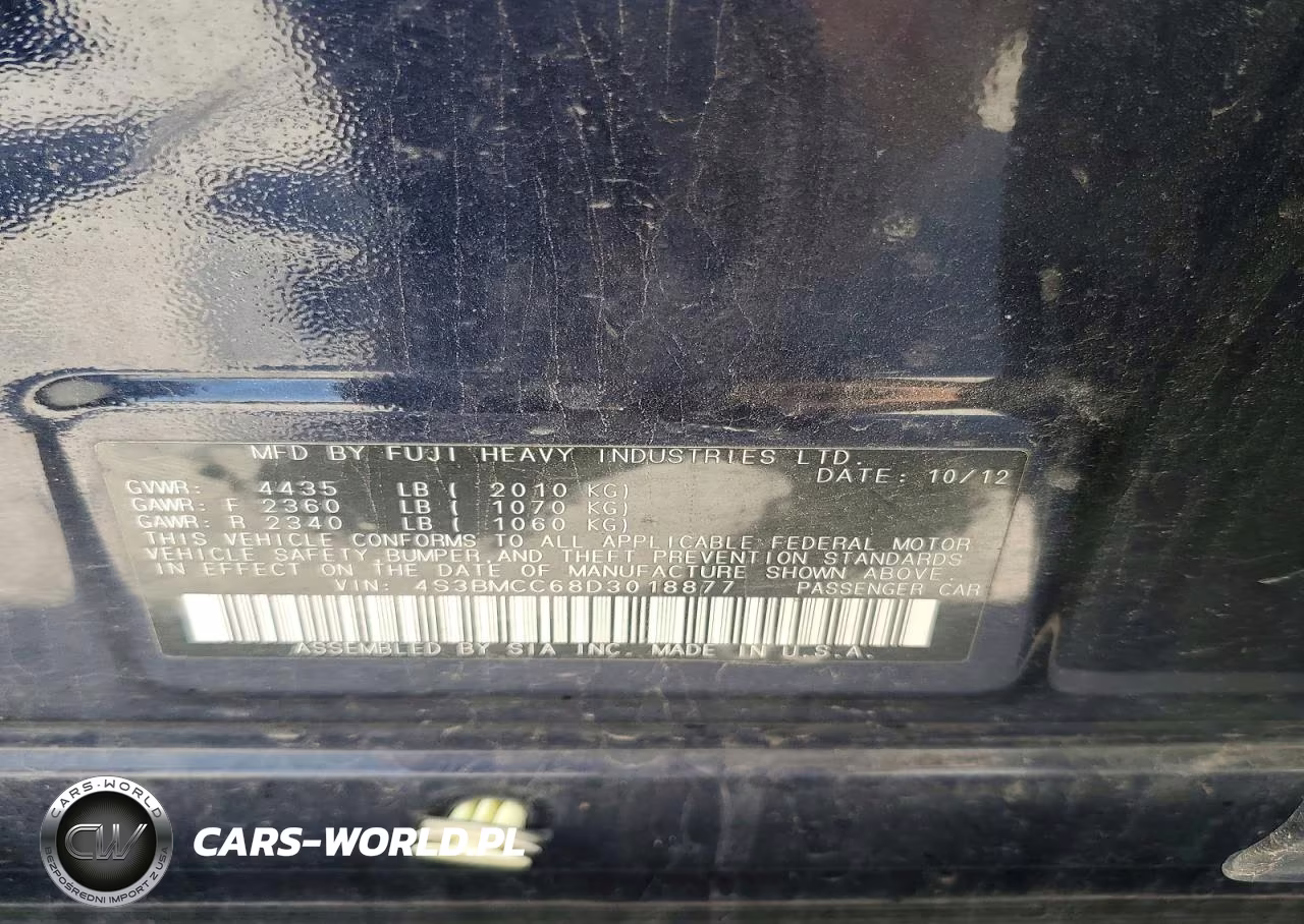 2013 Subaru Legacy 2.5I Premium VIN:4S3BMCC68D3018877 - 12
