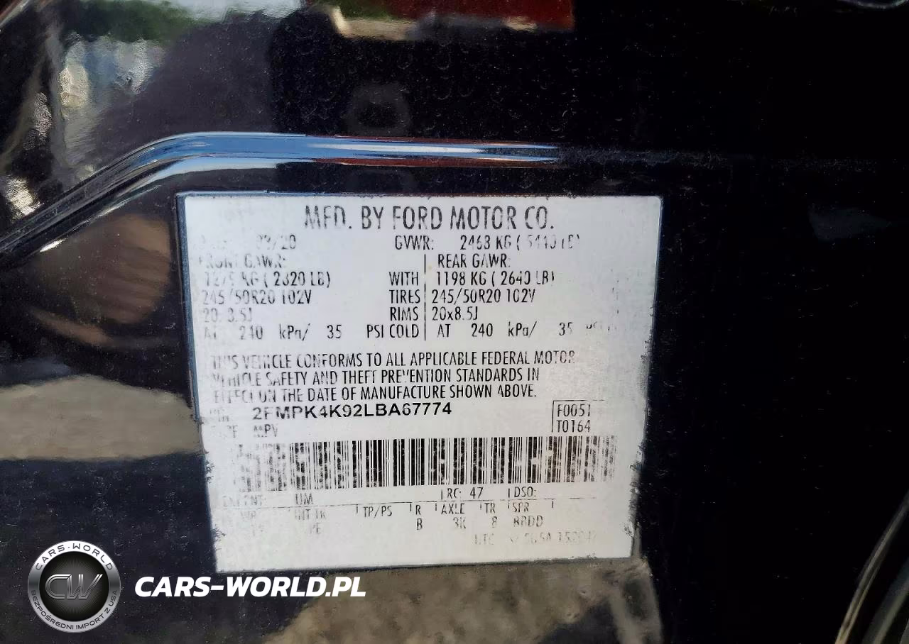 2020 Ford Edge Titanium VIN:2FMPK4K92LBA67774 - 13