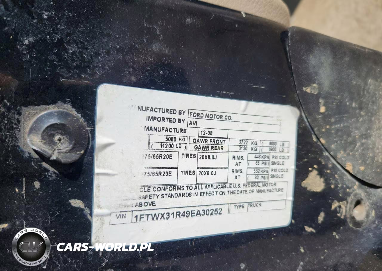2009 Ford F350 Super Duty VIN:1FTWX31R49EA30252 - 12