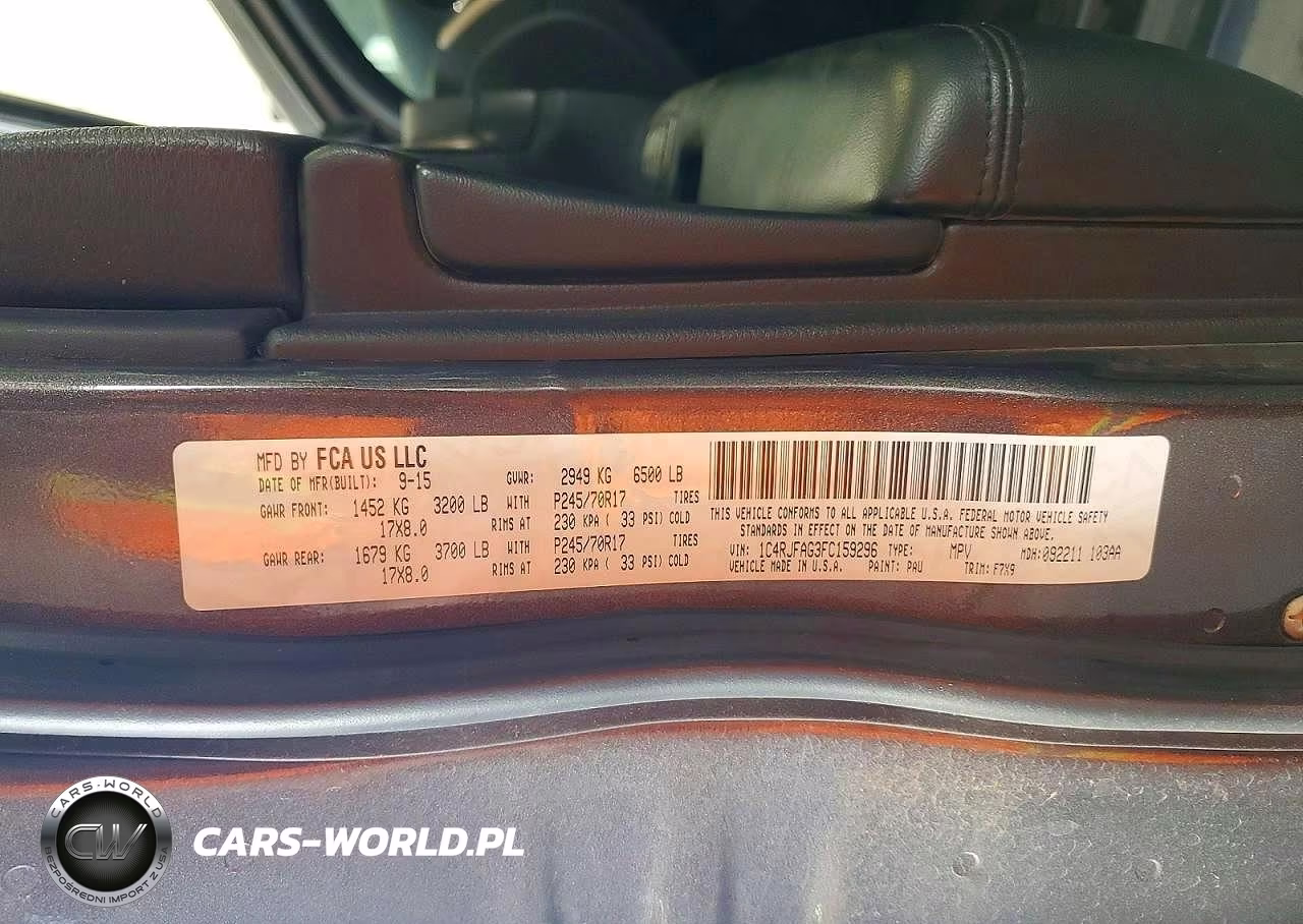 2015 Jeep Grand Cherokee Laredo VIN:1C4RJFAG3FC159296 - 13