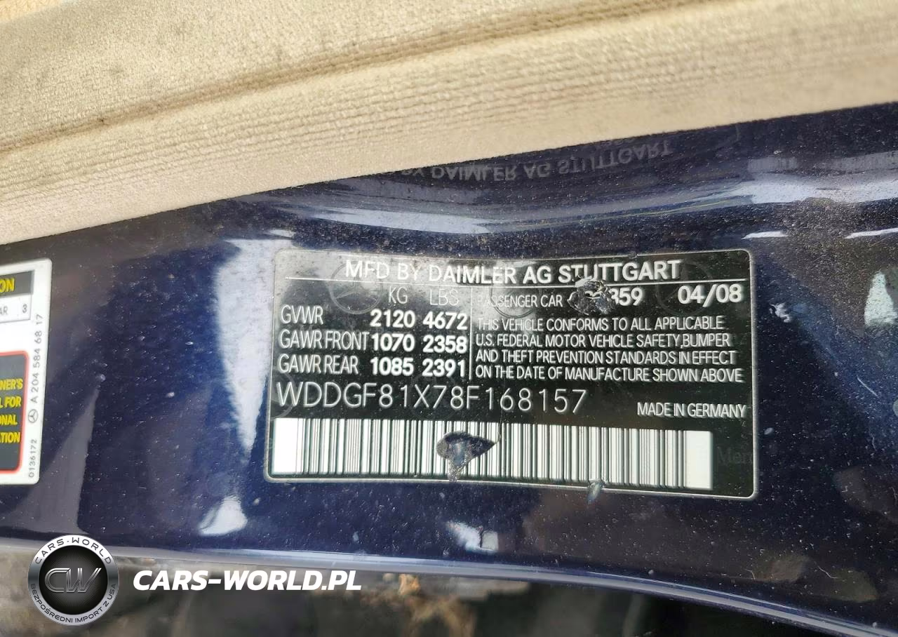 2008 Mercedes-Benz C 300 4Matic VIN:WDDGF81X78F168157 - 12