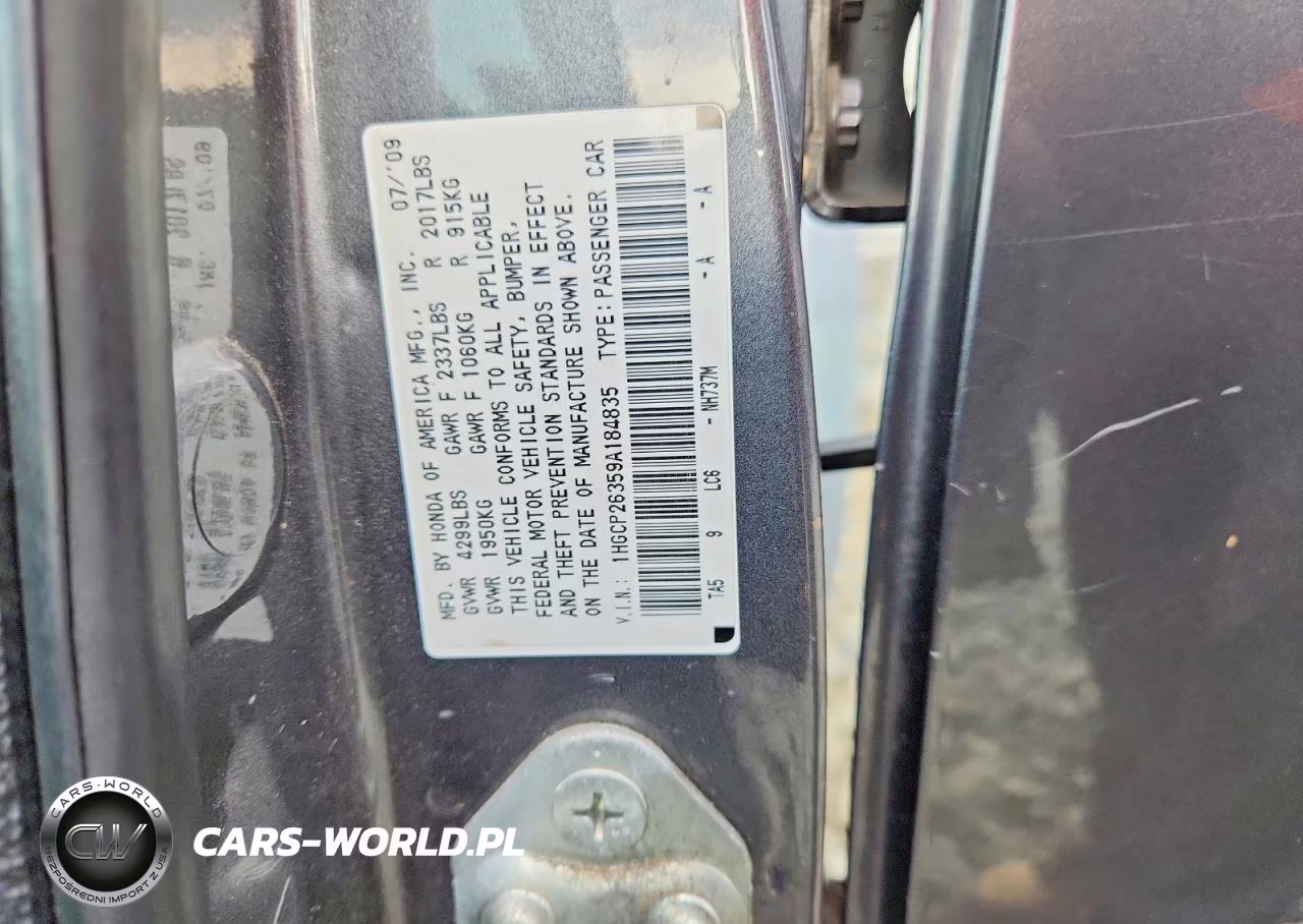 2009 Honda Accord Lx VIN:1HGCP26359A184835 - 12
