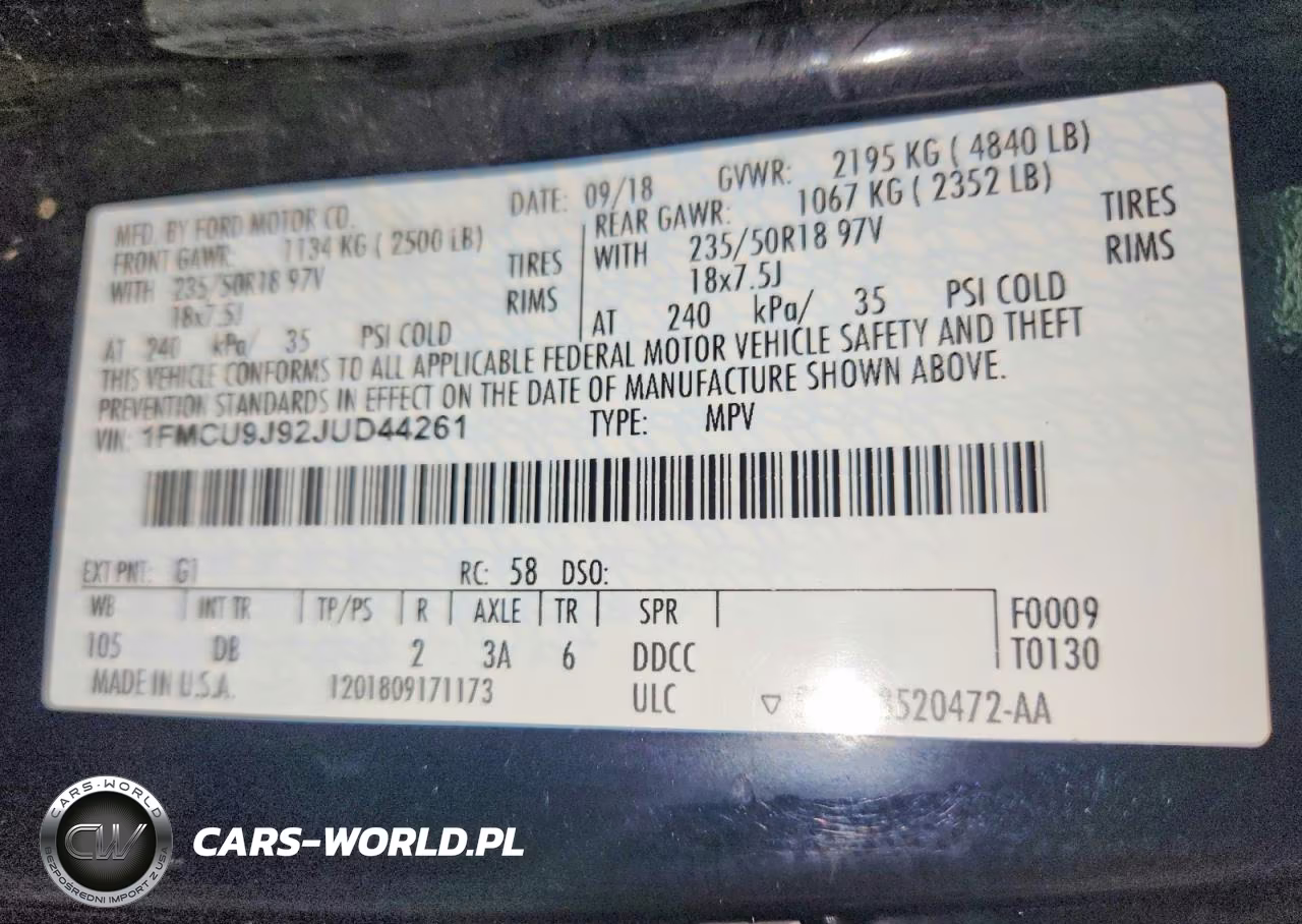 2018 Ford Escape Titanium VIN:1FMCU9J92JUD44261 - 13