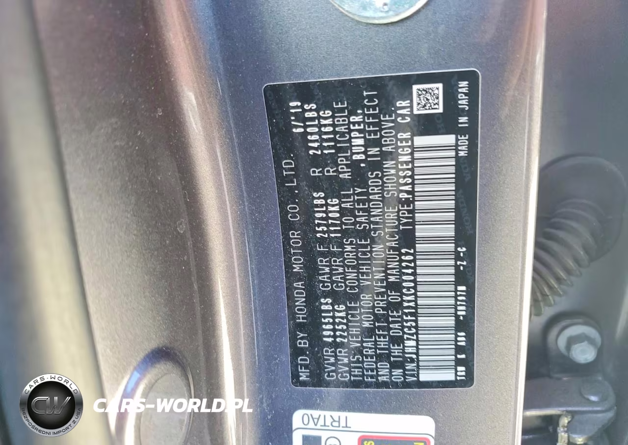 2019 Honda Clarity VIN:JHMZC5F1XKC004262 - 12