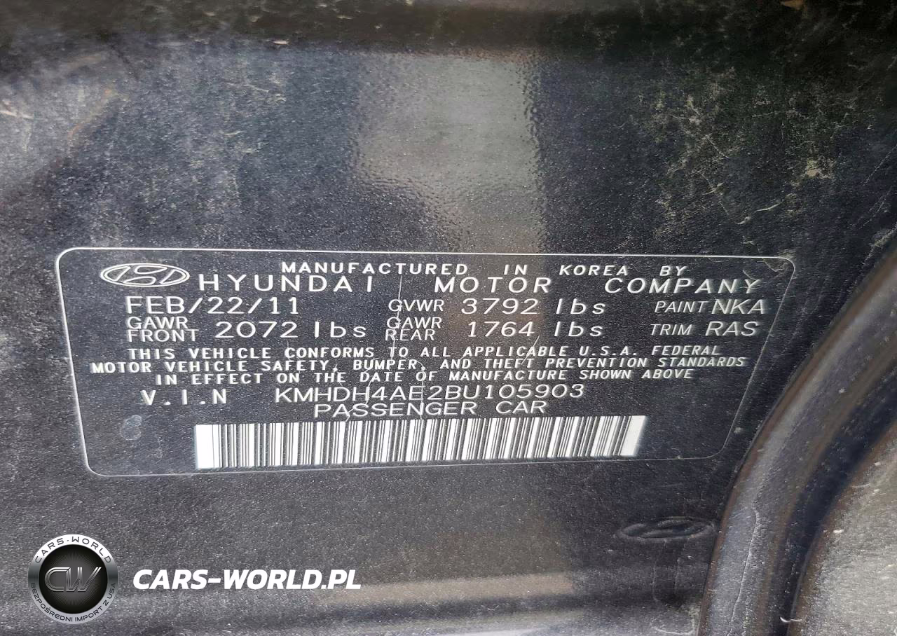 2011 Hyundai Elantra Gls VIN:KMHDH4AE2BU105903 - 12