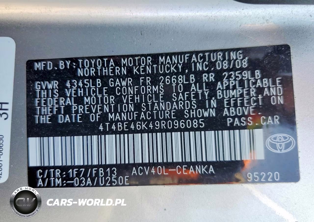 2009 Toyota Camry Le VIN:4T4BE46K49R096085 - 12