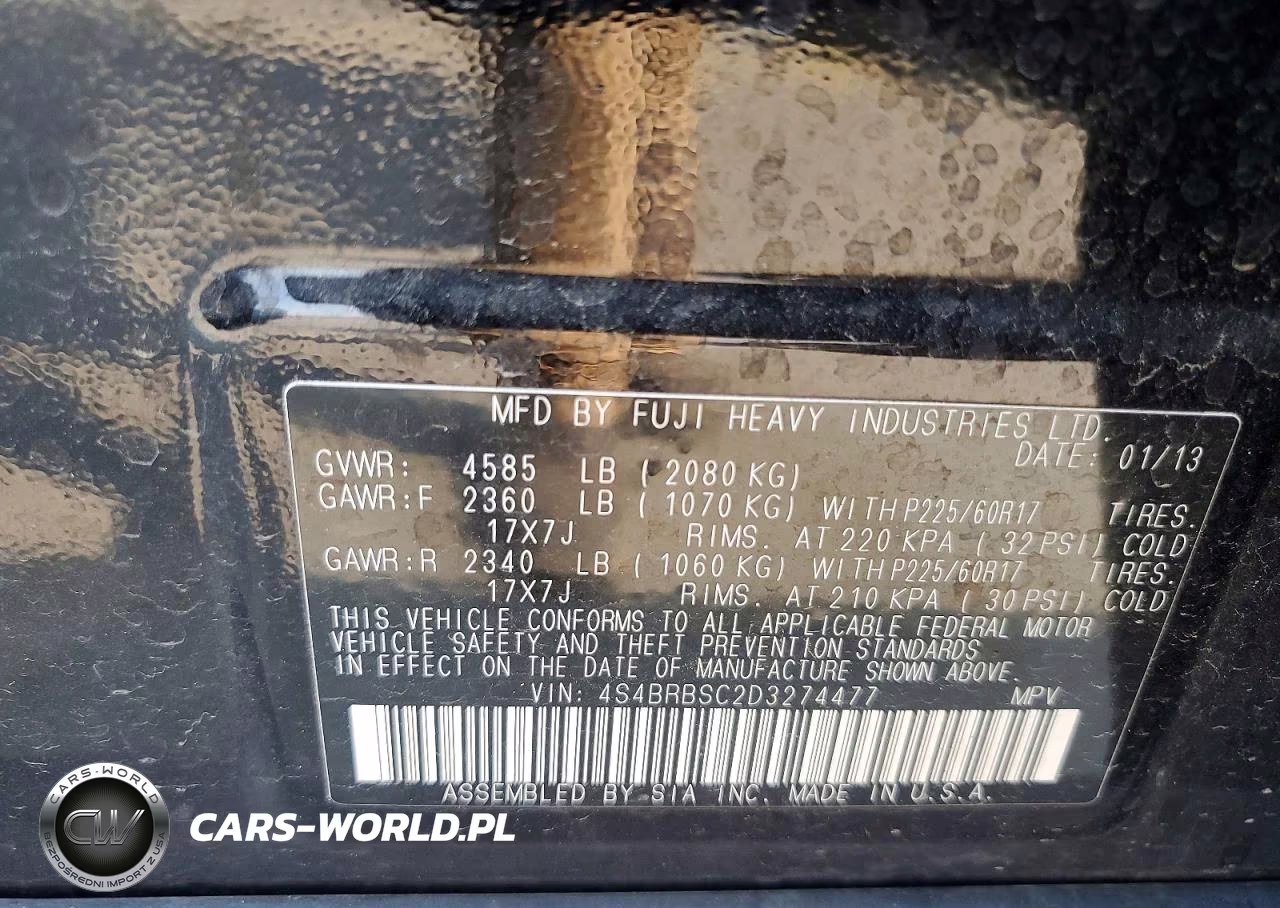 2013 Subaru Outback 2.5I Limited VIN:4S4BRBSC2D3274477 - 14