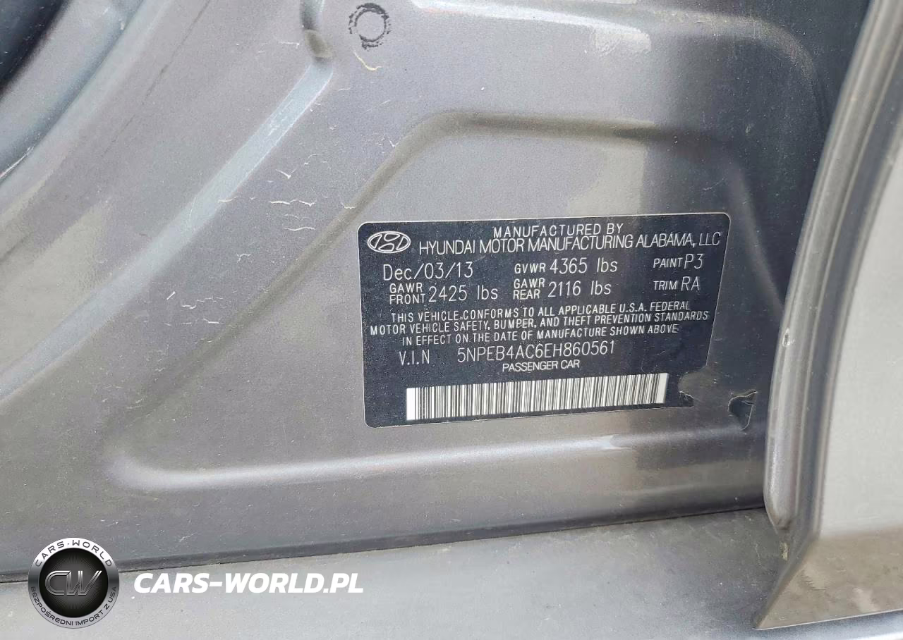 2014 Hyundai Sonata Gls VIN:5NPEB4AC6EH860561 - 12