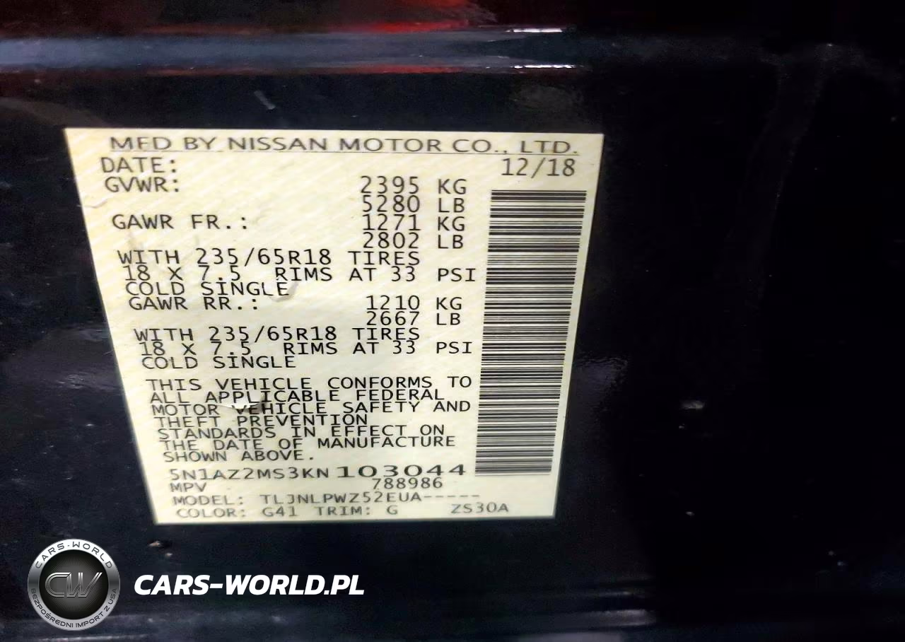 2019 Nissan Murano S VIN:5N1AZ2MS3KN103044 - 12