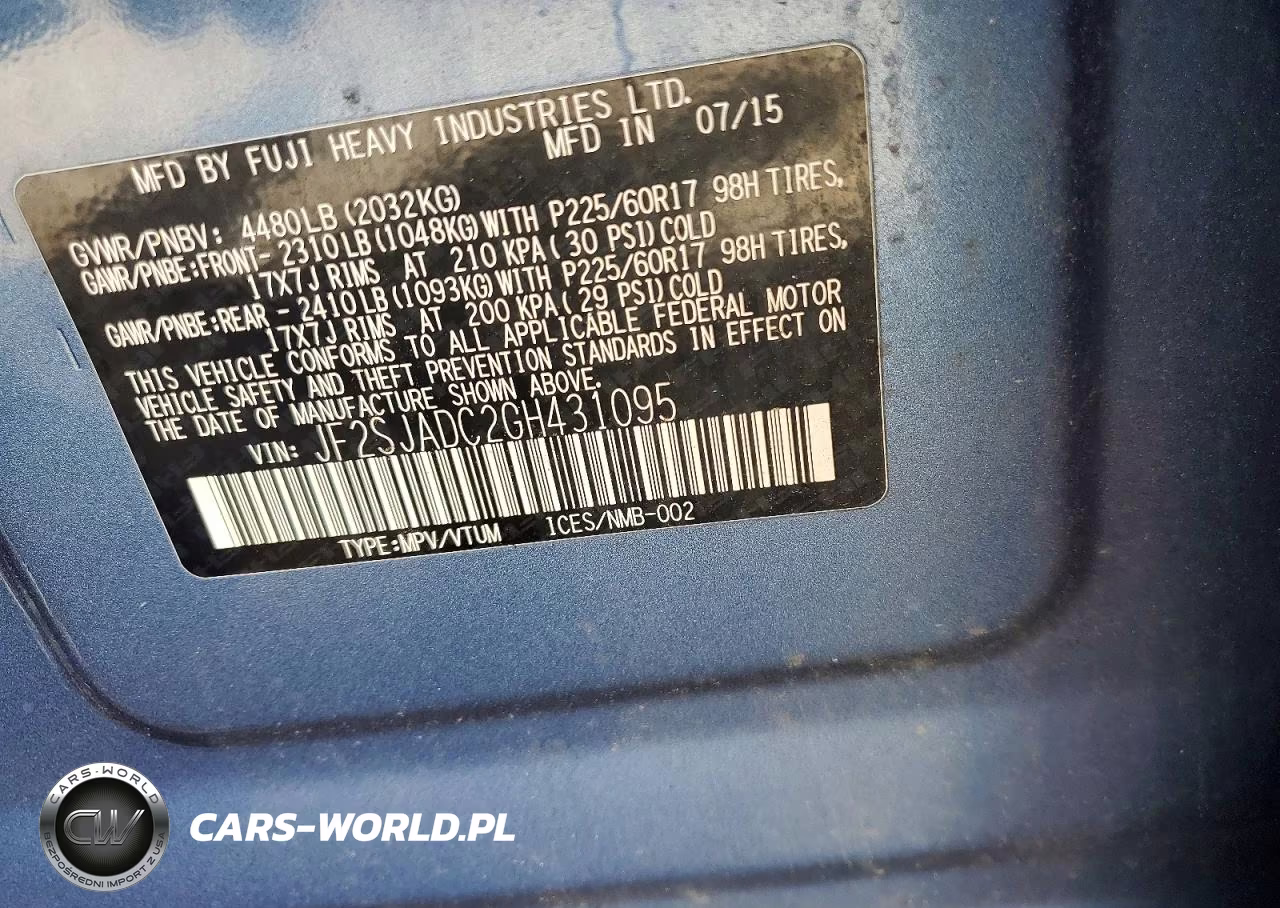 2016 Subaru Forester 2.5I Premium VIN:JF2SJADC2GH431095 - 13