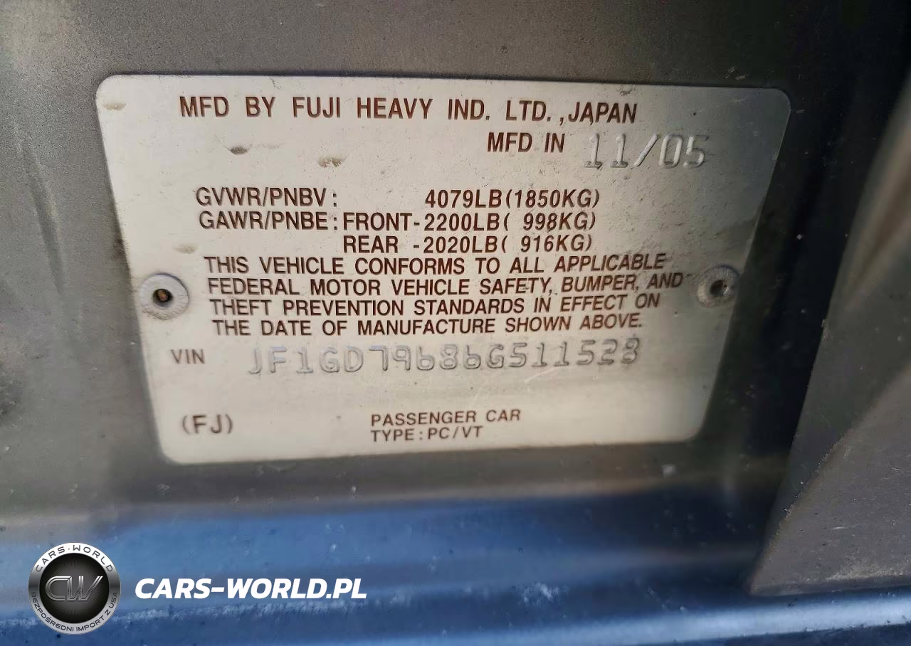 2006 Subaru Impreza Wrx VIN:JF1GD79686G511528 - 12